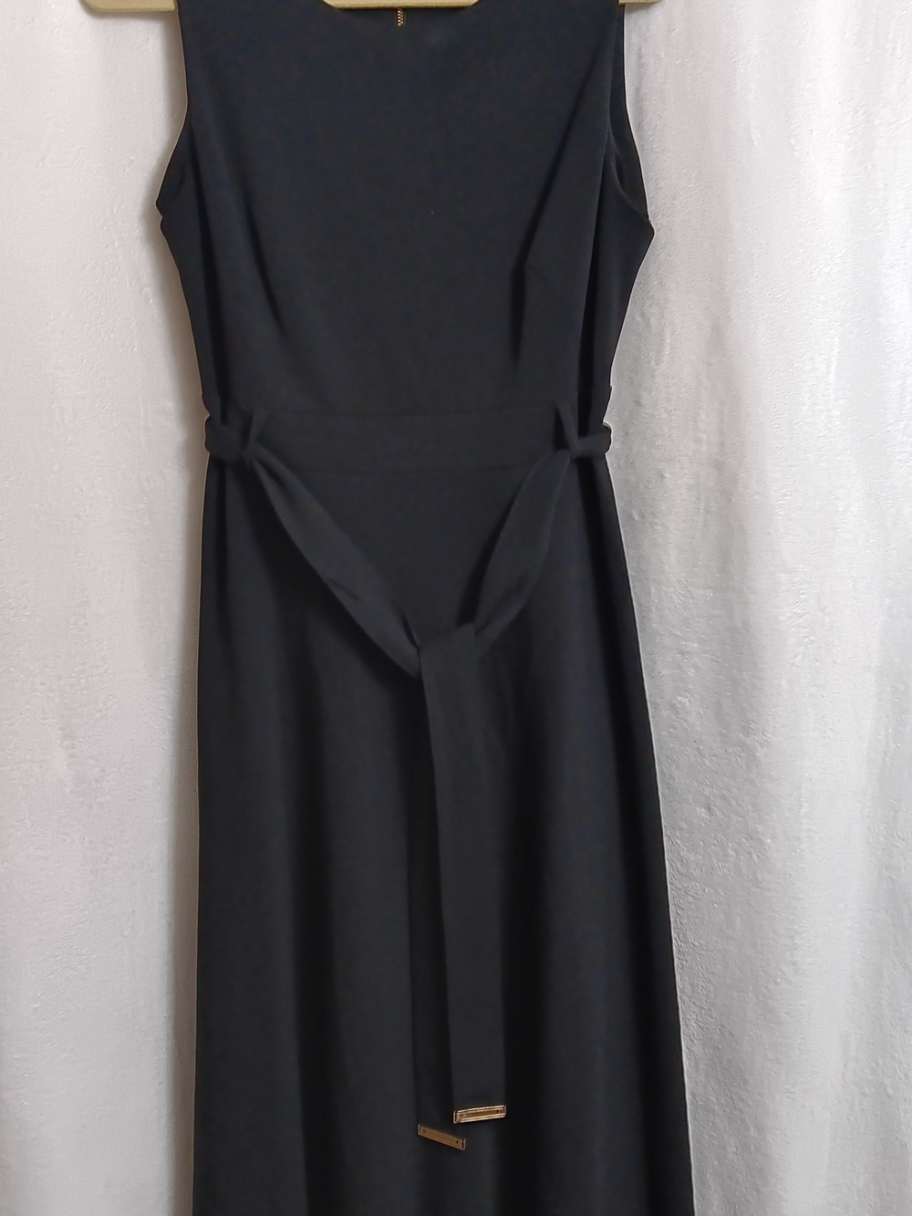 Calvin Klein Black Sleeveless Midi Dress with Belt
